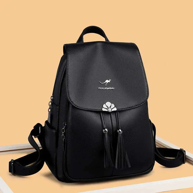 Fashon 2025 New Large Capacity Soft Leather Student Backpack Outdoor Travel School Bag For Women