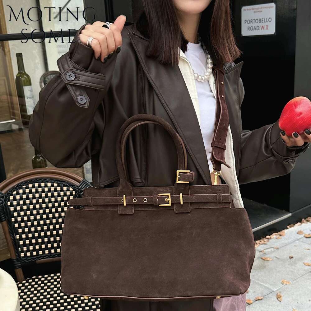 Motingsome 100% Natural Suede Bag Women Designer Bags Roomy Casual Tote Crossbody Fashionable Handbag and Purses New