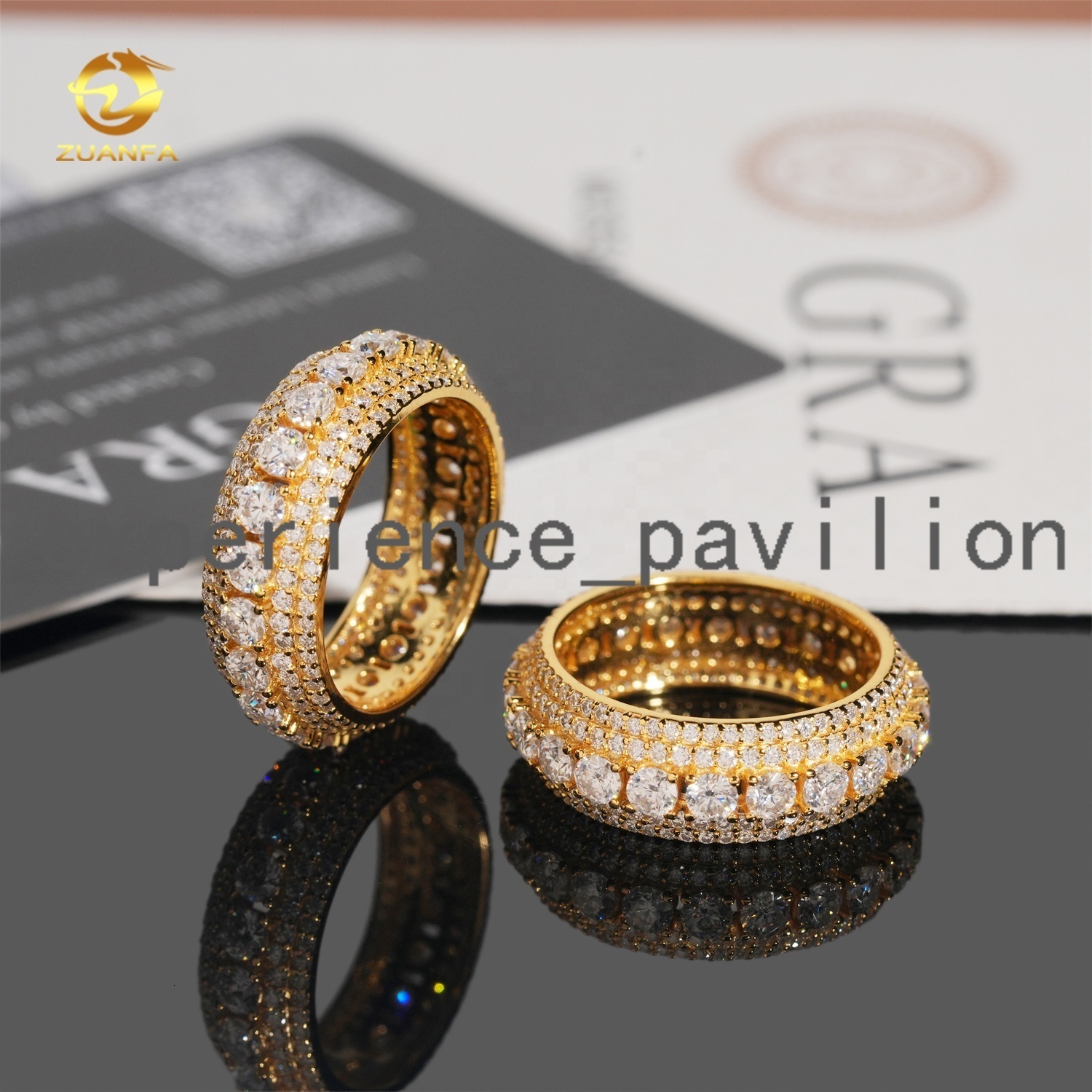 Moissanite Jewelry Hot Selling 925 Silver Eternity Gold Plated VVS Diamond Hip Hop Men Iced Out Ring