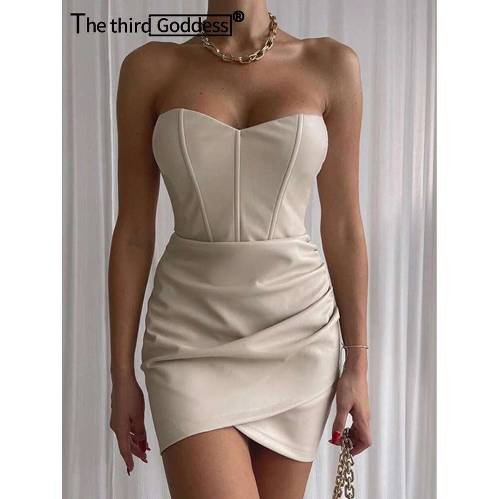 Sexy corset black PU bodycon summer women backless leather mini club birthday party dress short evening dresses vestidos