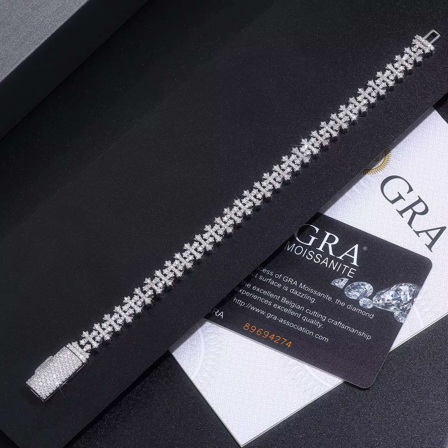 New Styles Hip Hop 925 Sterling Silver Bracelet Iced Out Tennis Chain Bracelet VVS Moissanite Jewelry Diamond Cross Bracelet
