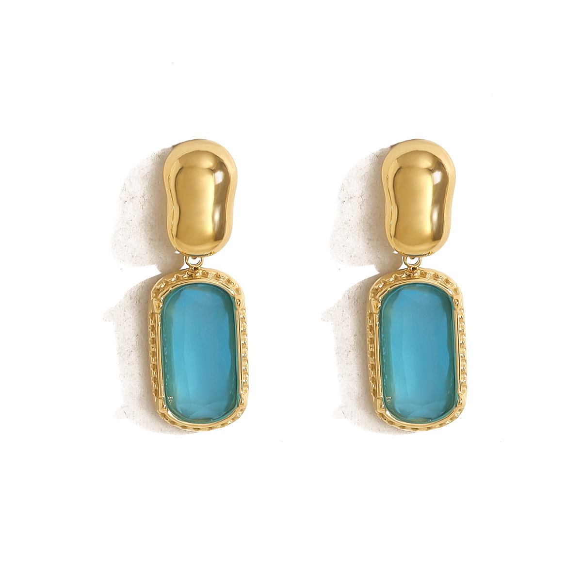 Gold Retro Color AAA Zircon Stainless Steel Earrings for Women Simple Geometric Fashion Pendant Earrings