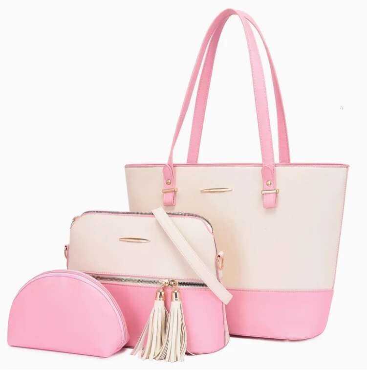 New Women's Fashion Trend Color Matching Mother And Child Bag Three-Piece Set