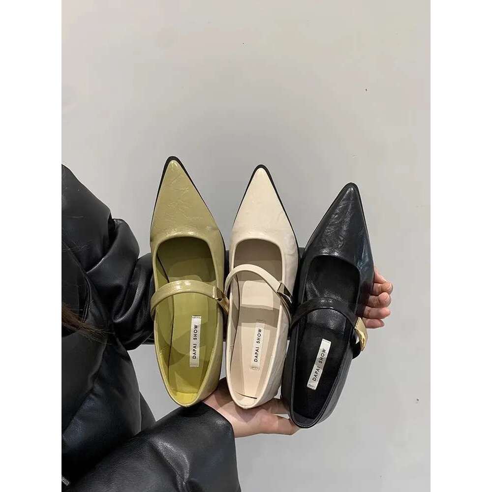Retro Style Thick Heel Women Mary Jane Shoes Fashion Shallow Pointed Toe Ladies Comfort Office Pumps Footwear
