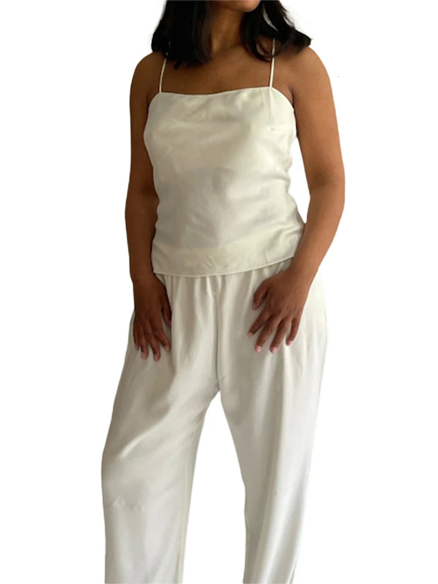 Women Summer Satin Camisole Casual Solid Color Bandage Backless Sleeveless Tops for Streetwear Clubwear 250515