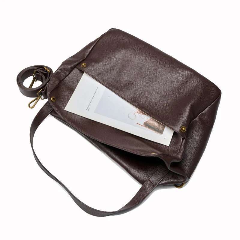 2025 New Large Capacity Women's Shoulder Bag Genuine Leather Tote Casual Handbag for University Students And Commuters Crossbody