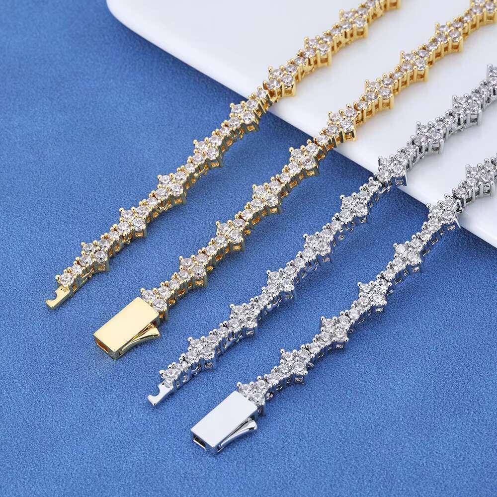 6.5mm Moissanite Tennis Chain S925 Silver Womens Hip Hop Necklace Personalized Jewelry