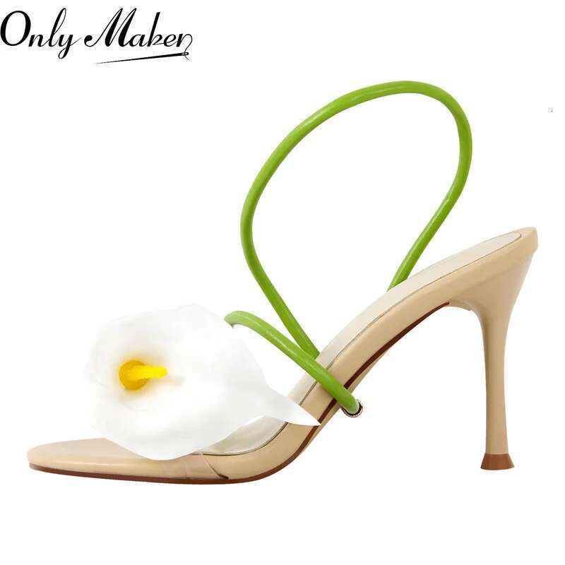 Onlymaker Women Open Toe Flower Sandals Wedding Dressy Summer Heels