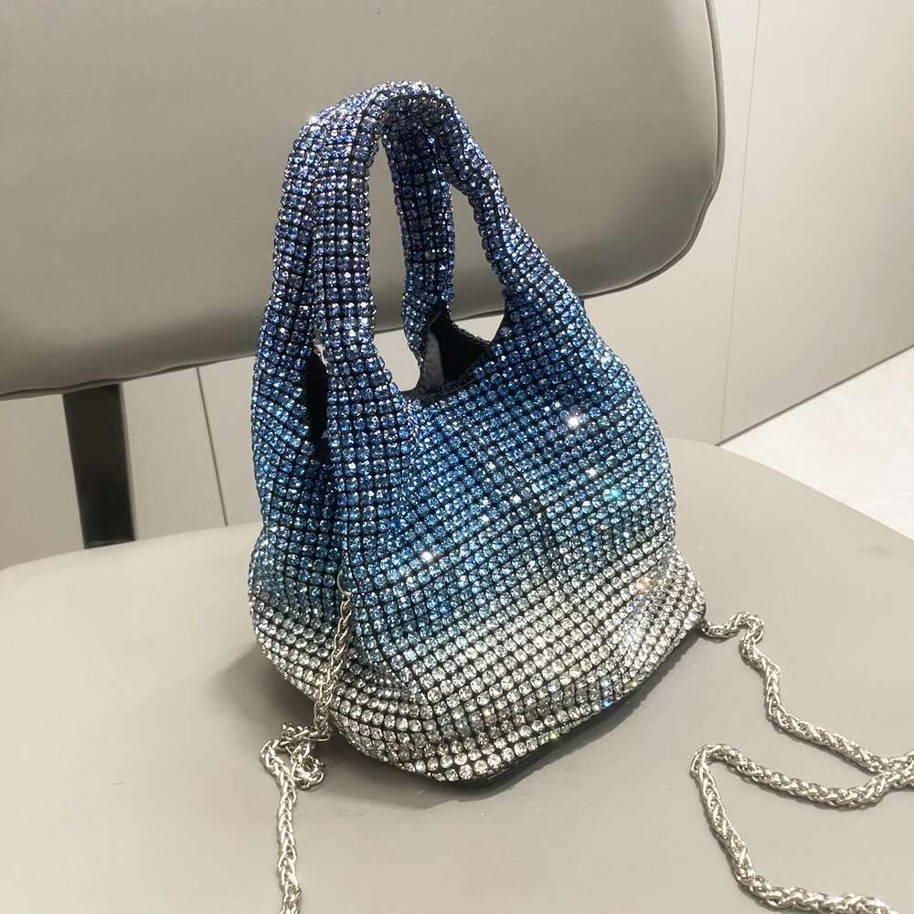 Shiny Crystal Clutch Purse Bucket Shoulder Bag Rhinestone Handmade Purses And Handbags Designer Evening Clutch Bag Purse
