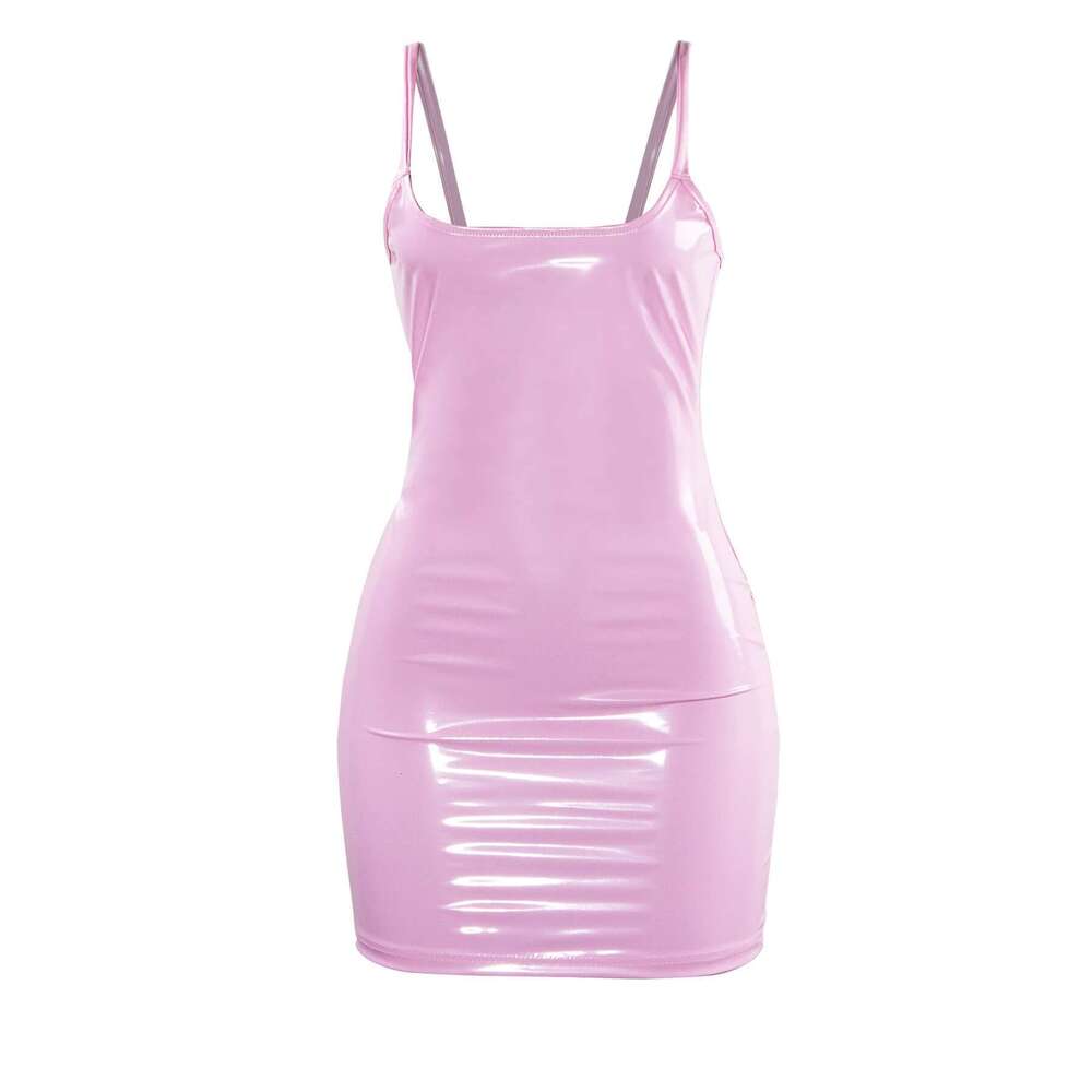 Women Sexy PU Leather Party Night Club Elegant Slip Sleeveless Bodycon Mini Dress Ladies Summer Short Dresses