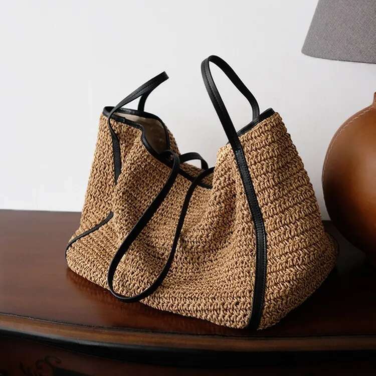 Straw Woven Tote Bags Casual Large Design Capacity Handbag Beach Shoulder Simple Women's Bag Shopping Summer Bolsos