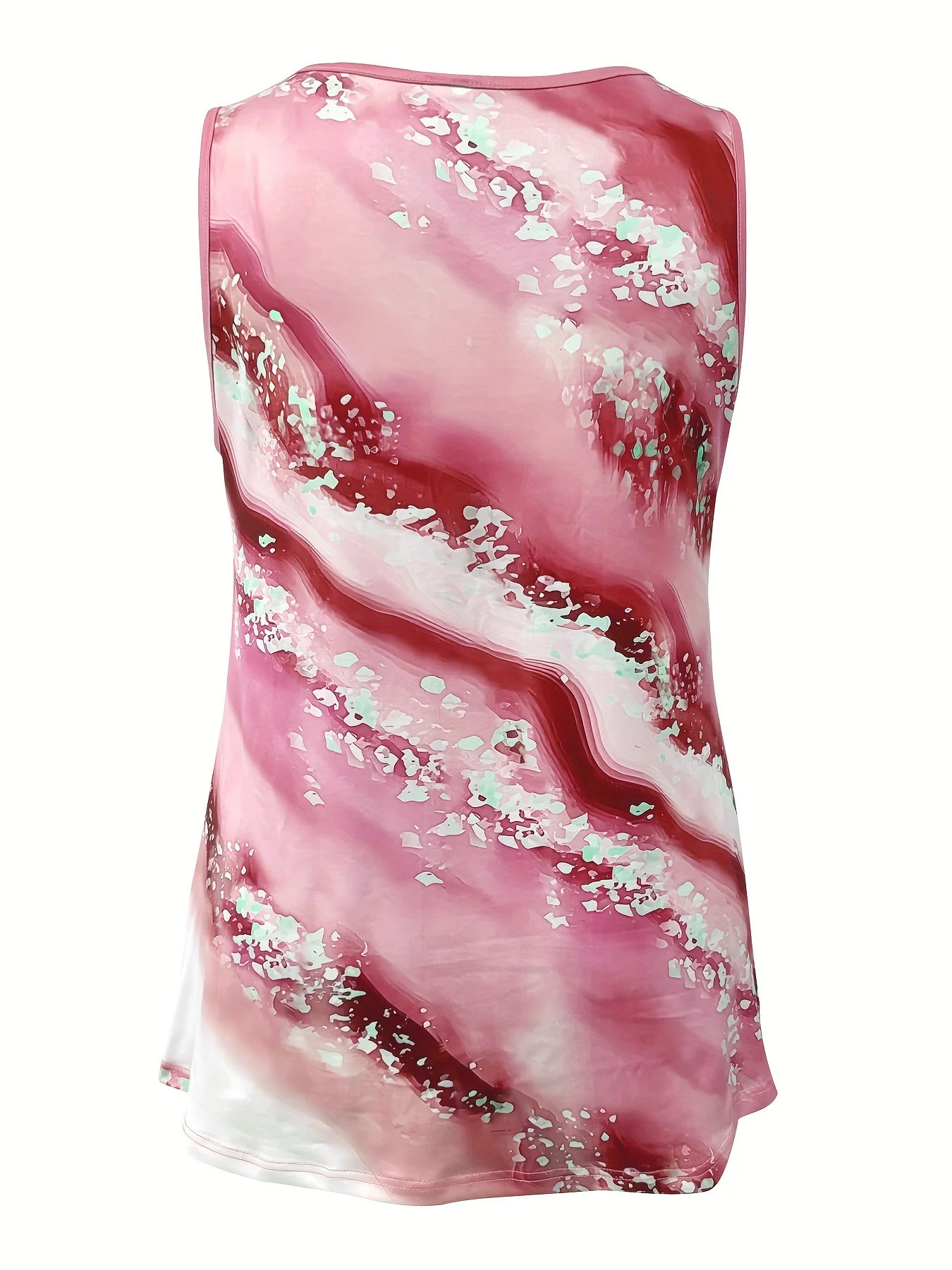 Plus Size Marble Print Tank Top Casual Criss Cross Sleeveless V Neck Top For Summer Spring Womens Plus Size Clothing 250515