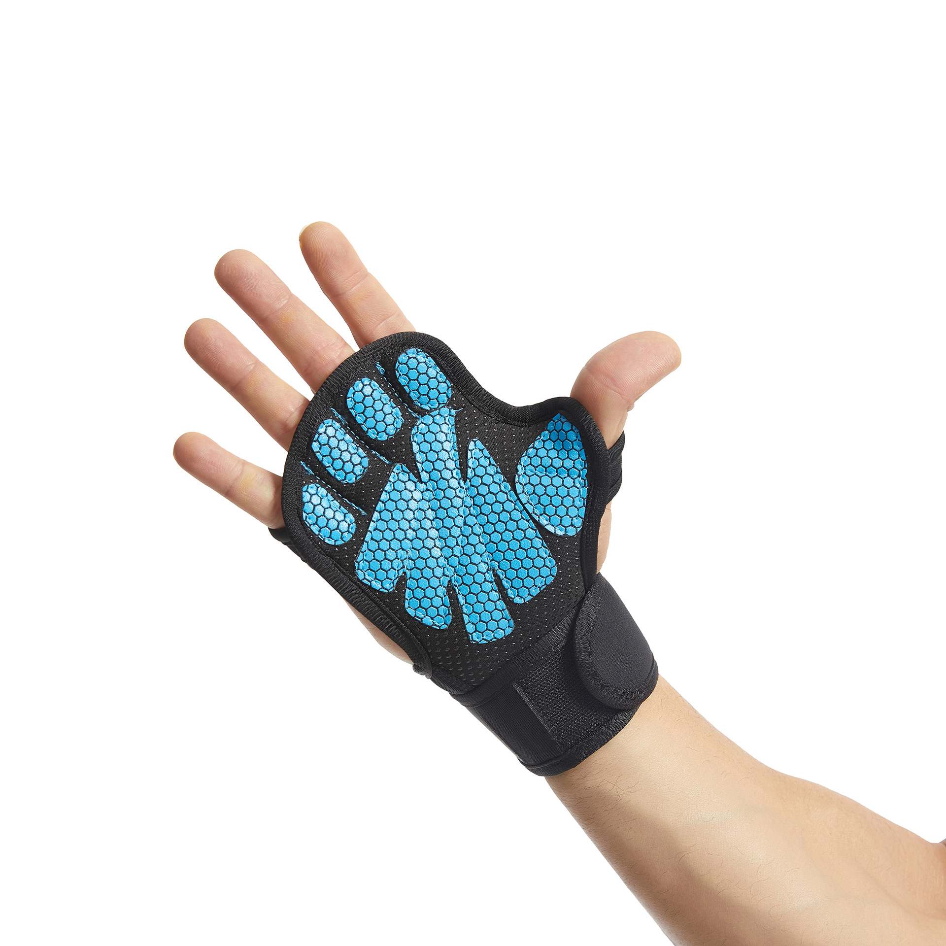 2Pcs Weightlifting Training Gloves Fitness Sports Body Building Gymnastics Gym Hand Wrist Palm Protector Gloves Half-finger Cycling Gloves with Wrist 