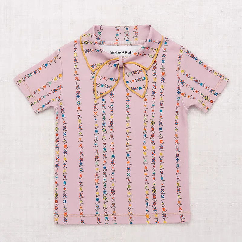 Girls T Shirts 25ss MP Toddler Baby Girls Clothes Cute Lace Collar Short Sleeve T Shirts Kids Clothes 250515