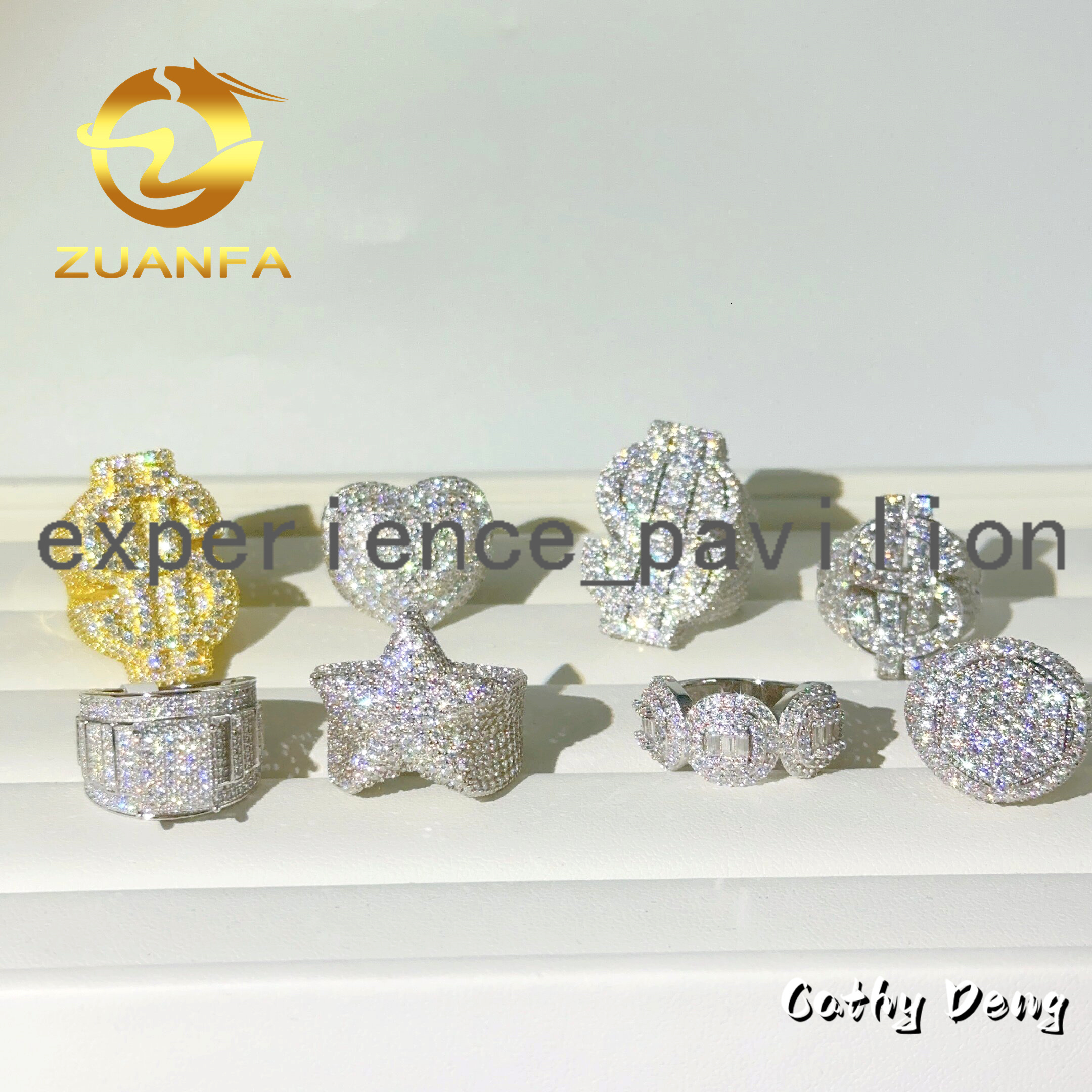 Jewelry Hot Selling Hip Hop Ring Heart Full Pave Moissanite 925 Sterling Silver Ice Out Moissanite Men Diamond Ring