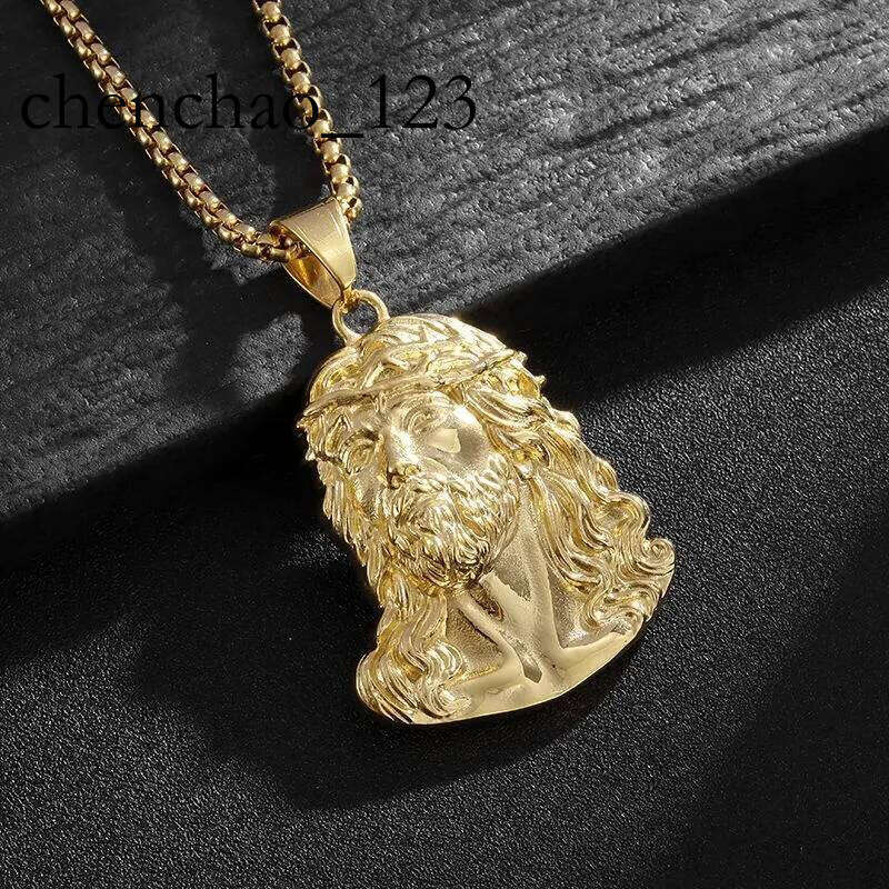 Hip Hop Jesus Face Pendant Necklace High Polisned Real Gold Plated Men/Women Religious Jewelry