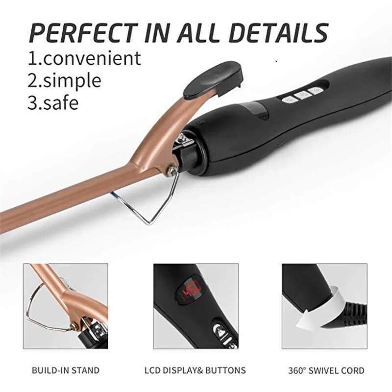 Salon Use Professional Thin for Long & Short Electric Temperature Adjustable Hair Curler Curling Wand