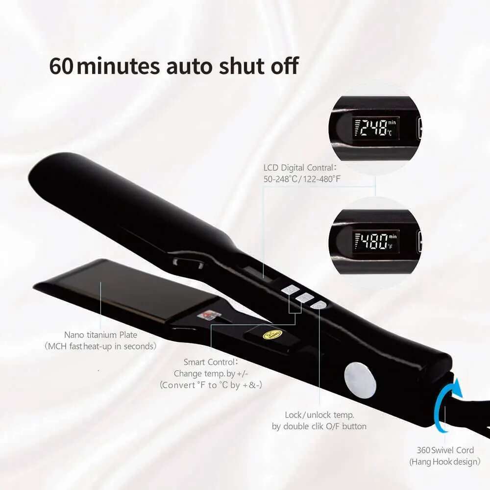 Flat Iron Titanium Straightener Dual Voltage 2 Inch Plate Irons for Woman Hair Brazilian Keratin Treatment