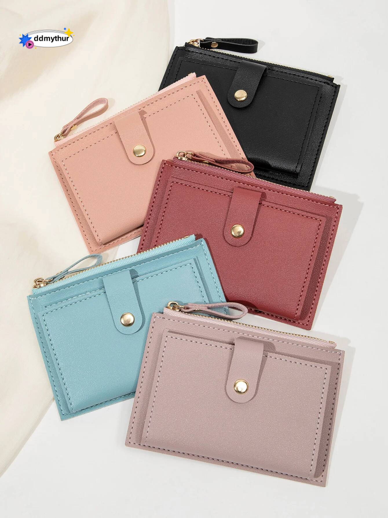 Minimalist and fashionable short bag, ultra-thin mini PU leather zero wallet, women's credit card holder wallet ddmythur