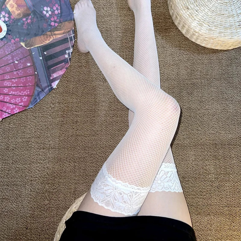 Small Mesh Lace Stockings Sexy Stay Up Over Knee Non Slip Stockings See Through Lingerie For Women Transparent Underwear 250515