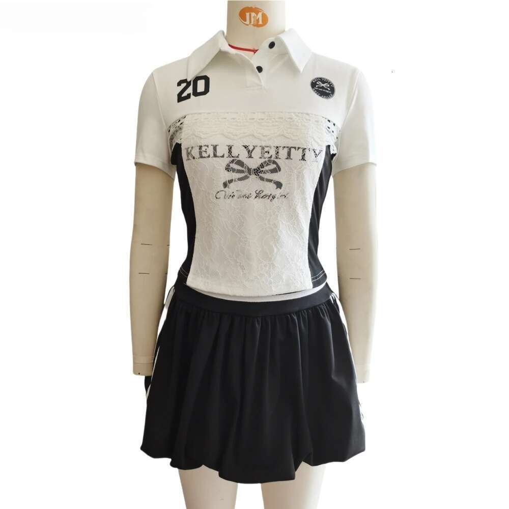 Sexy Lace Patchwork 2 Piece Sets Woman Outfit America Spicy Girl Letter Printing Crop Top And Skirt Female Streetwear