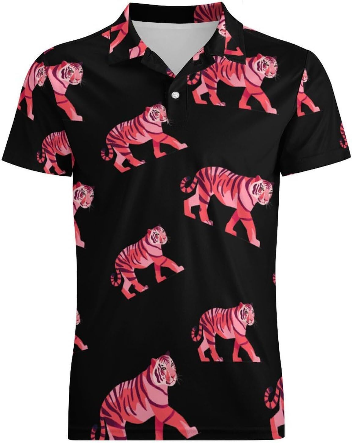 Mens Polo shirt Tiger Stripe Pattern Mens Polo Shirt Short Sleeve T Shirts Regular Fit Top Summer