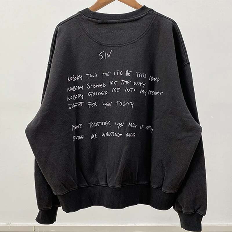 Autumn And Winter North American Niche Graffiti Letter Print Washed Water Stir Fried Color Made Old Women's Sweatshirt