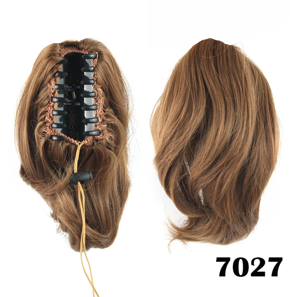 Synthetic Claw Clip Ponytail Hair Extensions Short Straight Natural Tail False Hair For Women Horse Tail Black Hairpiece