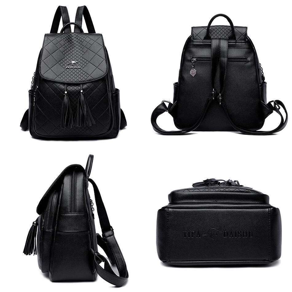 Kangaroo Brand Fashion Backpacks For Teenage Girls Women High Quality Leather School Bag Large Capacity Travel Backpack
