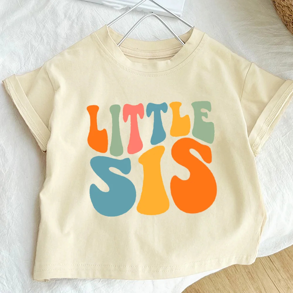 Big Bro Sis Little Bro Sis Printed Family Matching T-shirt Boys Girls Sibling Clothes Kids Tops Outfit Children Retro Tee Shirts 250515