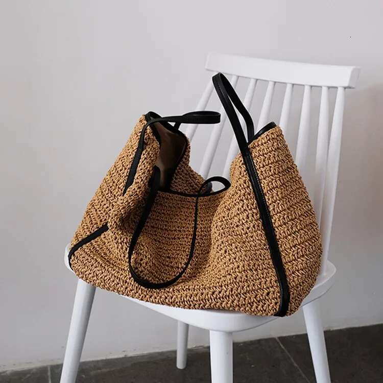 Straw Woven Tote Bags Casual Large Design Capacity Handbag Beach Shoulder Simple Women's Bag Shopping Summer Bolsos