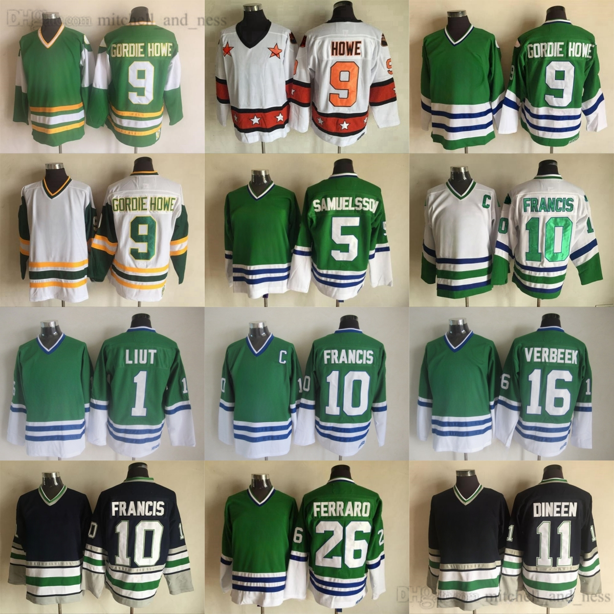 Movie CCM Vintage Hockey 9 Gordie Howe Jersey Retro Embroidery 10 Ron Francis 11 Kevin Dineen 16 Patrick Verbeek 26 Ray Ferraro Jerseys Ice Sport Throwback Classic