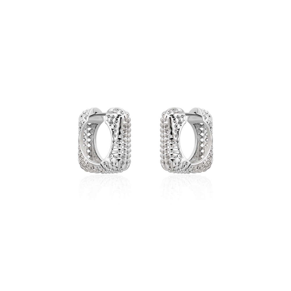 Boonee alus temperament square exquisite hollow ring buckle women's niche unique light high-end feeling earrings