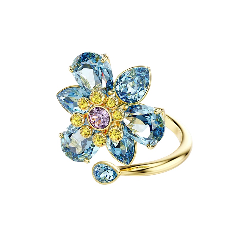 2025 summer luxury colorful Austria crystal flower designer necklace bracelet earrings ring bangle jewelry set 18k gold butterfly choker wedding neckl