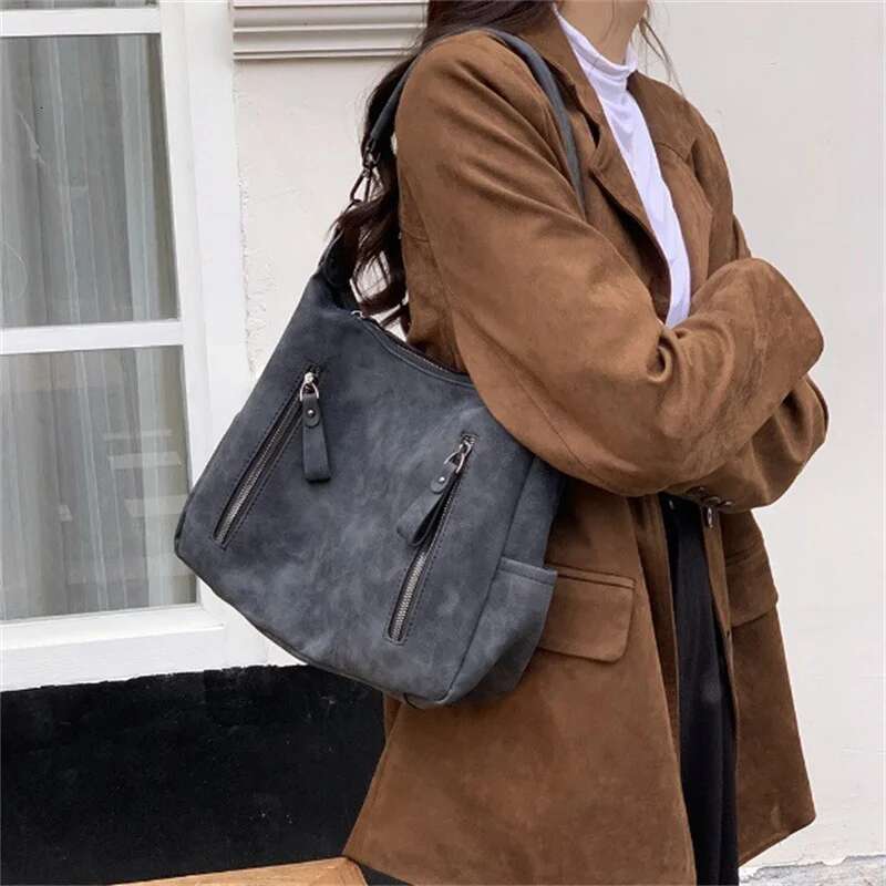 Retro Style Hobo For Women Large Capacity Tote Classic PU Leather Purses Single Shoulder Crossbody Bag