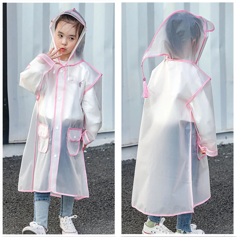 Raincoat Kids 1-10 Years Boys Girls Rain Jackets Cartoon Rain Coat Outfits Transparent Rainwear Baby Waterproof Child Clothes 250515