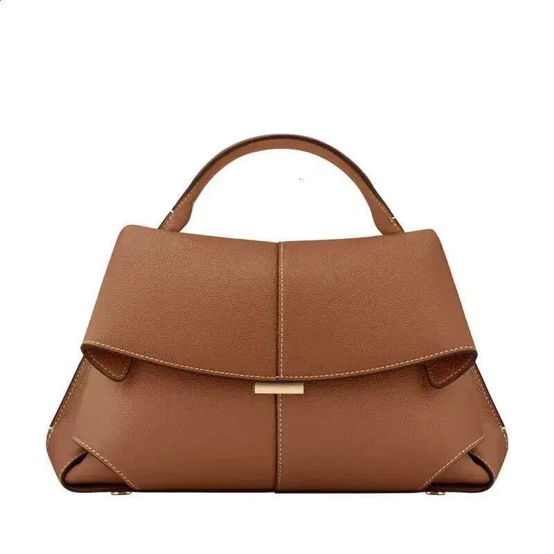 French style PO bag womens MOKKI series leather highquality pleated shoulder handbag fashion 240913