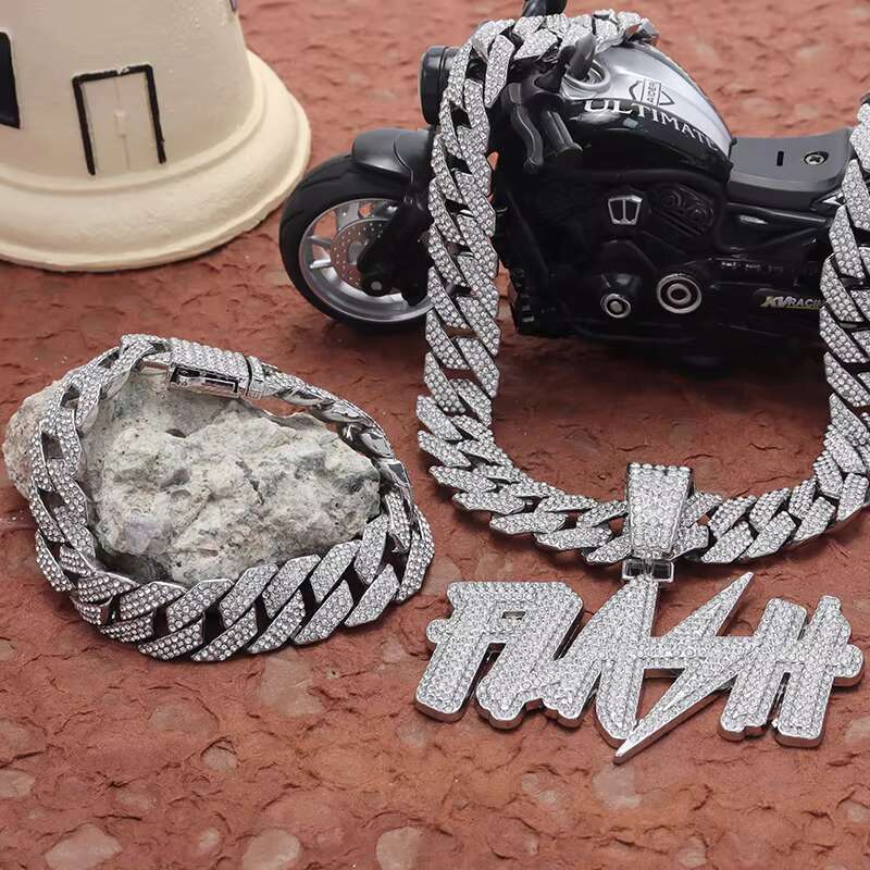 Custom Sier Men Cuban Chains Pendant Necklace Fashion Chokers Hip Hop Jewelry Collier Inoxydables