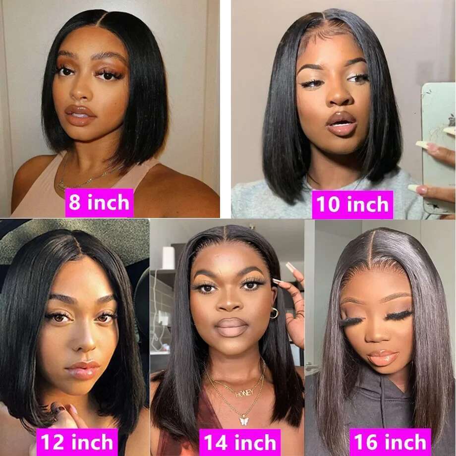 13x4 13x6 HD Bone Frontal Human Hair Brazilian 100% Short Wig For Women 200% Straight Lace Front Bob Wigs