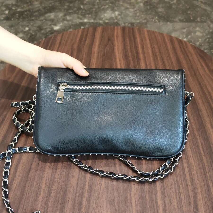 Women Chain Crossbody Design Pu Leather Lady Shoulder Purse Large Capacity Classic Black Fold Envelope Bag