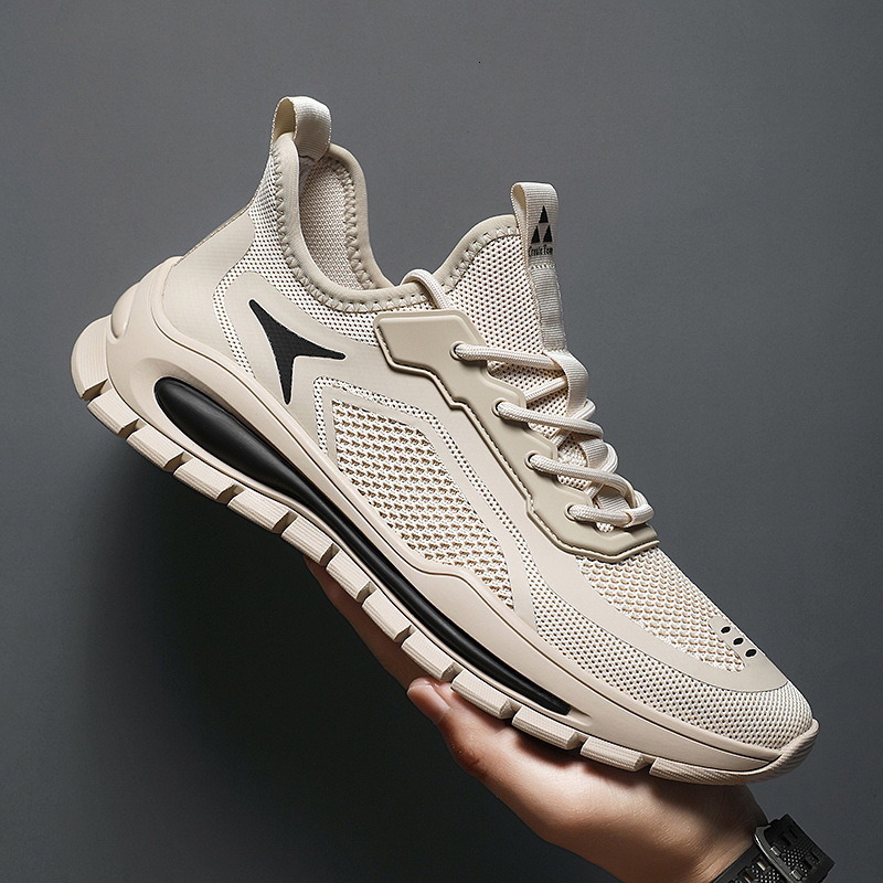 Men's summer breathable mesh sports Korean version, versatile thick soled running dad trendy shoes, coconut men's shoes
