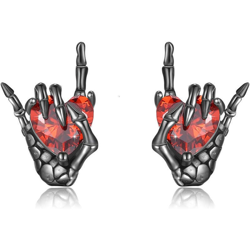 Unique design, fashionable minimalist, dark series ghost hand gestures, to heart dia studded earrings, and earrings for women