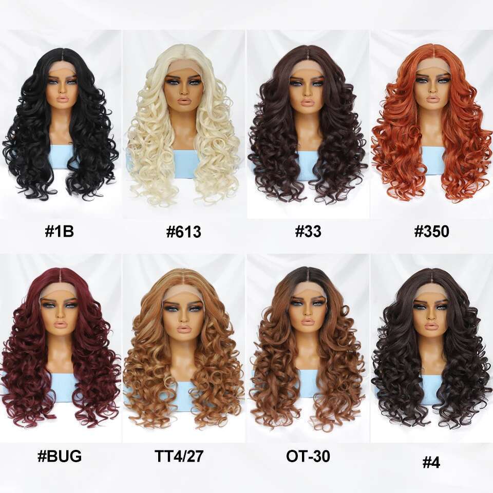 Black Brown Curly Synthetic Front Wigs For Women Blonde Orange Female Lace Wig 13X4.5X1 Cosplay Hair Daily Use