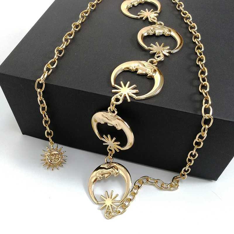 Gold Chain Belt Female Waist Moon Sun Metal Belts For Women Punk Dress Waistband Gothic Jeans Accessory On Ketting Belt Y250515