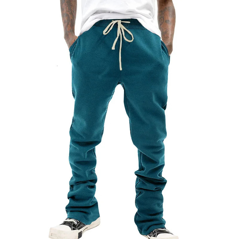Bootcut Drawstring Trousersfor Men American Street Hip Hop Solid Color Retro Casual Pan CrossBorder 250515