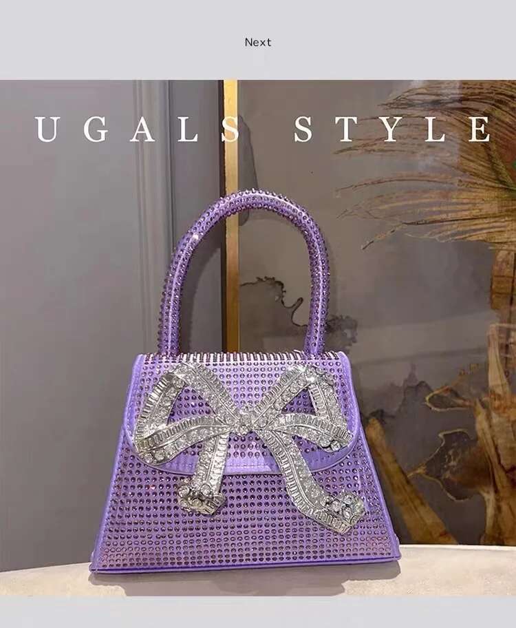 Metal Bow Knot Satin Women Handbag Glitter Shiny Dias Evening Wedding Party Clutch Purse Shoulder Crossbody Bag