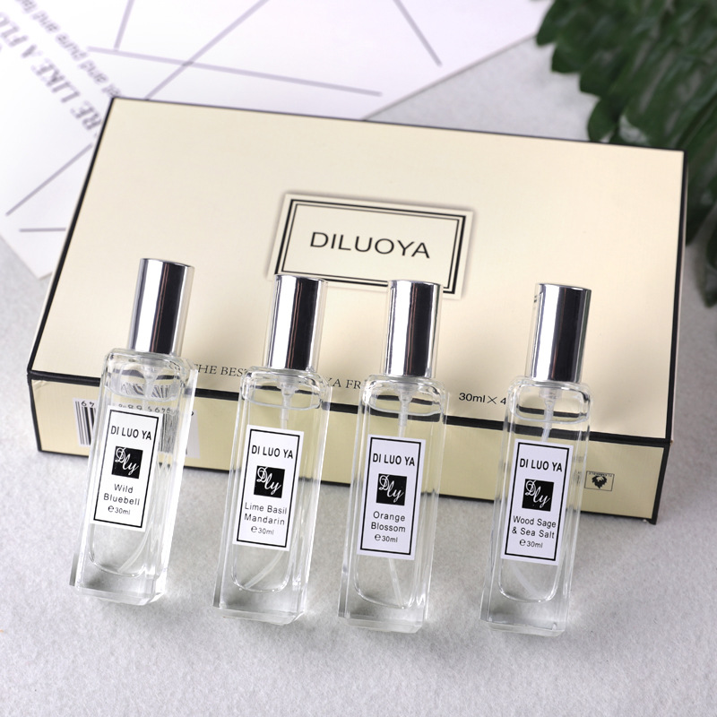 Four-piece Set Fragrance Lady Long-Lasting Floral Fruity Fresh and Unique Men's and Women's Perfume 30ml