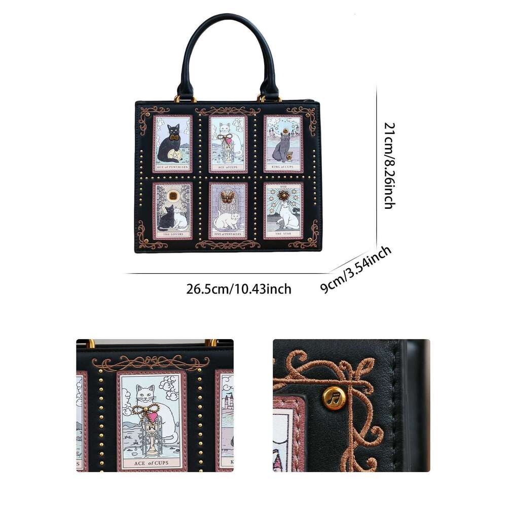 2025 Fashion New Niche Tarot Brand Brick Handbag Large Capacity Cute Cat Tote Bag Light Retro Commuter Shoulder Messenger