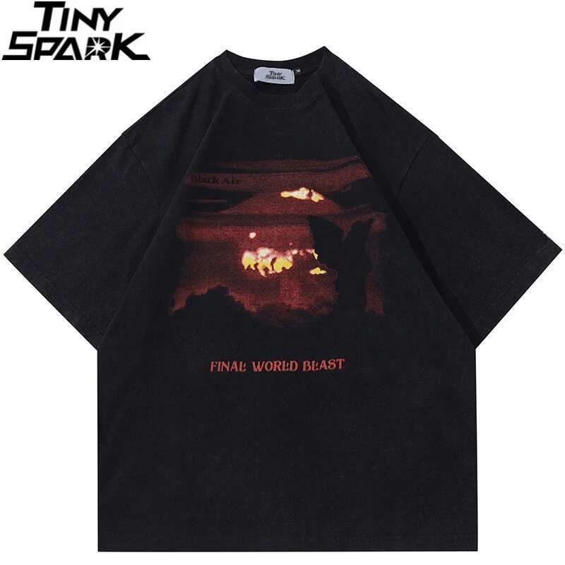 Men Streetwear Hip Hop Cross Letter Graphic Hipster T Shirt Black Haruku 2025 Loose Tshirt Cotton Tops Tees Unisex