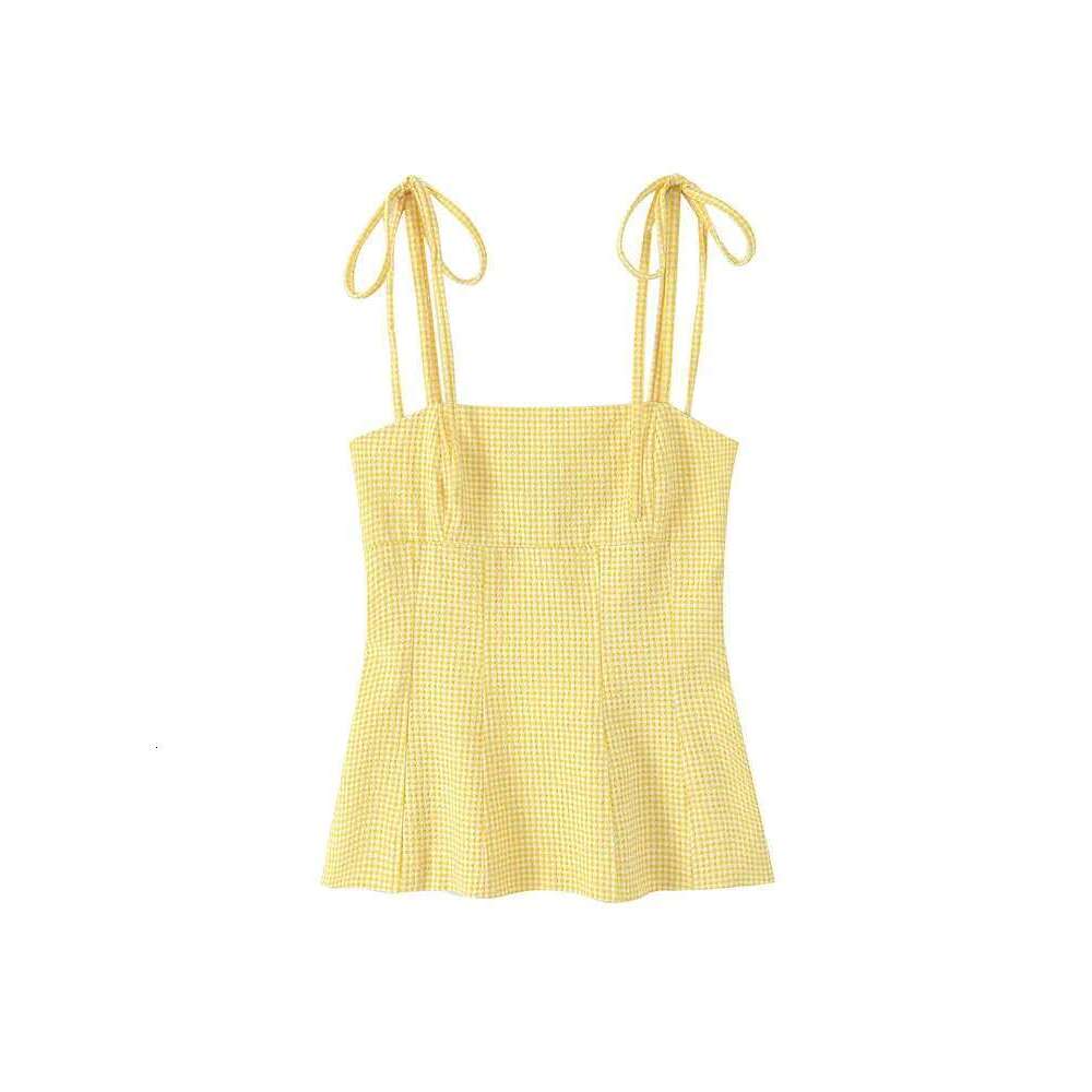 TRAFNLZGMSJ Tops Bow Sleeveless Crop Woman Tank Backless Sexy Short for Women With Thin Straps Camis Top